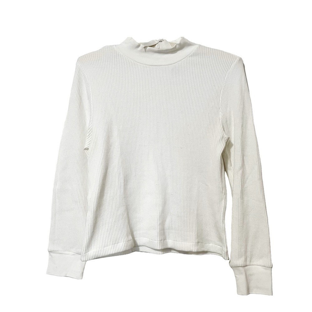 Aritzia Denim Forum White Waffle Mockneck Long Sleeve Top - Sz L